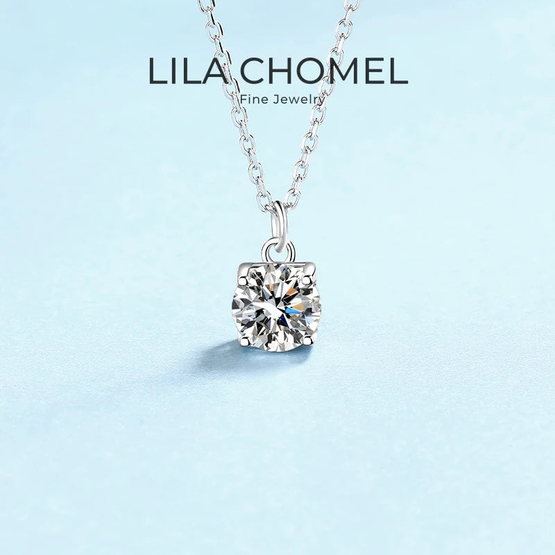 Girl Birthday Gift 18K White Gold Valentine's Necklaces 1CT Moissanite Diamond Daughter Adult's Day Women Wedding Fine Jewelry