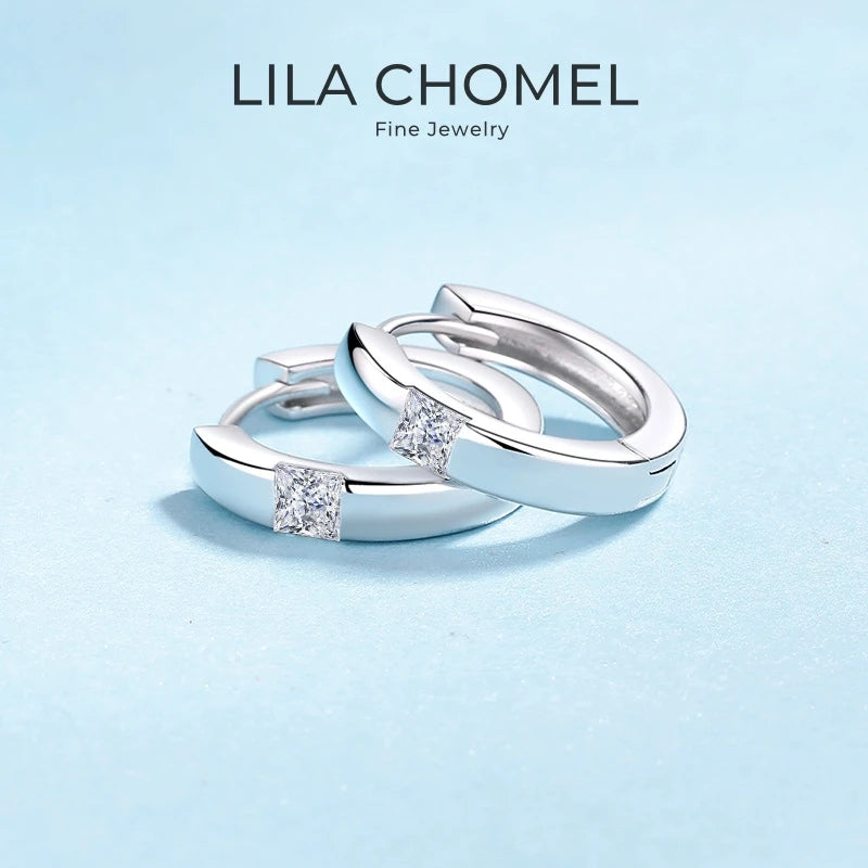 Brincos de argola de ouro branco 18K para presente de aniversário feminino, dia dos namorados, 0,6 ct, diamante moissanite, namorada PT950, joias finas para casamento