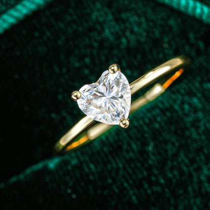 Girl Engagement 18K Gold Women Wedding Band 1CT Heart Moissanite Diamond Daughter Birthday Gift Wife Valentine's Day Nice Rings