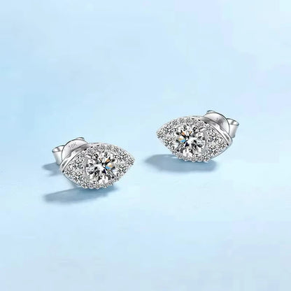 Daughter White Gold 18K Earplug Stud Earrings 1CT Oval Moissanite Diamond Girlfriend Birthday Gift WOMEN Wedding Fine Jewelry