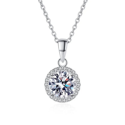 Colar de ouro branco 18K para mulheres, dia dos namorados, casamento, 1 ct, moissanita, diamante, clavícula, pingente, presente de aniversário para meninas, joia