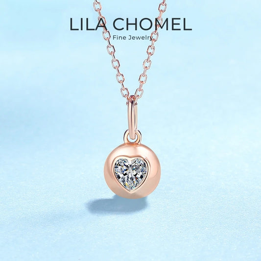 Lover Valentine's Day 18K Rose Gold Necklaces Daughter Christmas Gift 0.5CT Heart Moissanite Diamond Women Wedding Girl Birthday