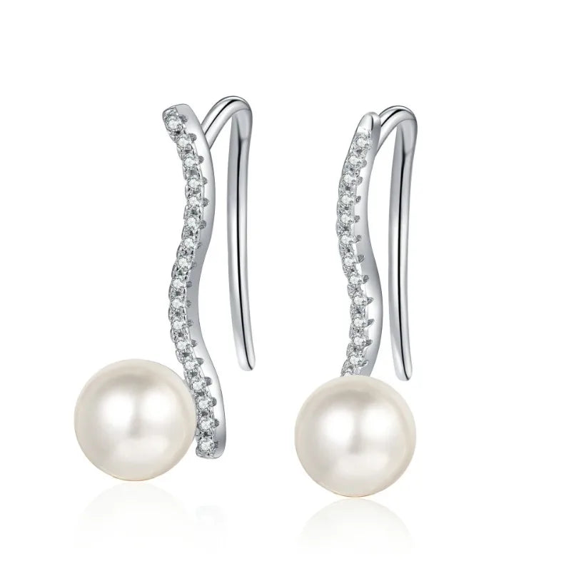 Brincos de diamante moissanite 0,14ct para presente de aniversário de filha, dia dos namorados, joia de casamento de pérolas de platina PT950
