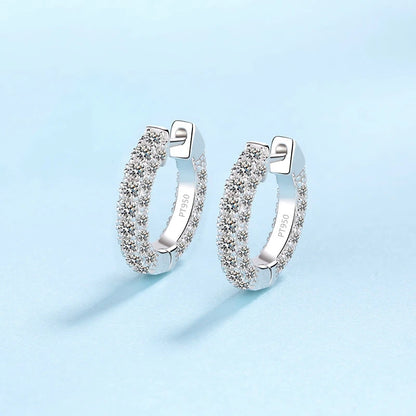 Valentine's Day Women PT950 Platinum Wedding Fine Jewelry Lady Hoop Earrings 1.92CT Moissanite Diamond Girlfriend Birthday Gift