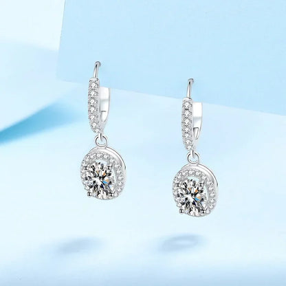 Wedding Jewelry 18K White Gold Drop Earrings Women Engagement D Color VVS1 1/2CT Oval Moissanite Diamond Girl Birthday Gift