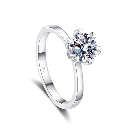 WOMEN Wedding Band PT950 Platinum Birthday Gift Rings Six pronged 1CT VVS1 D Color Moissanite Diamond Girlfriend Valentine's Day