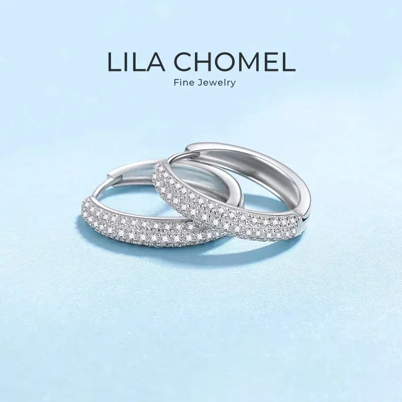 Brincos de argola de ouro branco 18K para noivado feminino, casamento, 0,8 ct, diamante moissanite PT950, platina, presente de aniversário para meninas, dia dos namorados