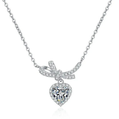 Engagement 18K White Gold Women's Wedding Necklaces Girl 1Carat Moissanite Diamond Pendant Fine Jewelry Daughter Birthday Gift