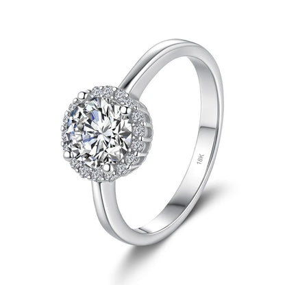 Aliança de casamento em ouro branco 18K, anéis de noivado femininos, 1 ct, diamante moissanita, presente de aniversário para esposa, PT950, platina, dia dos namorados