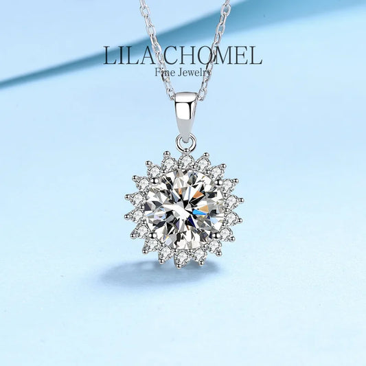 Designer Necklace for Women of PT950 Platinum with 0.5/1/2/3/5Ct Moissanite Diamond Shiny Pendant Fine Jewelry girl Gift daily