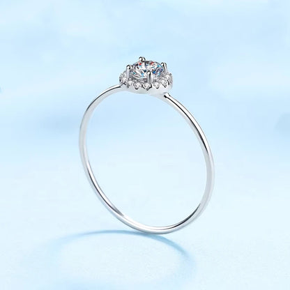 Daughter Adult's Day 18K White Gold Rings 0.3CT Moissanite Diamond Women Valentine's Day Girl Birthday Gift Fine Jewelry Classic