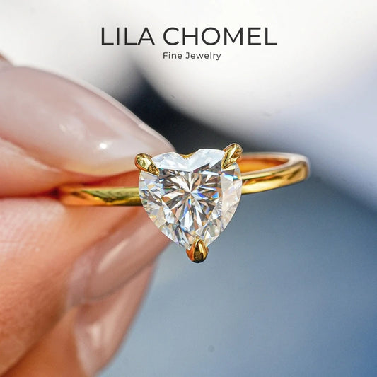 Lover Valentine's Day 18K Gold Women Wedding Band 2CT Heart Moissanite Diamond Girl Birthday Gift Lady Engagement Fine Jewelry