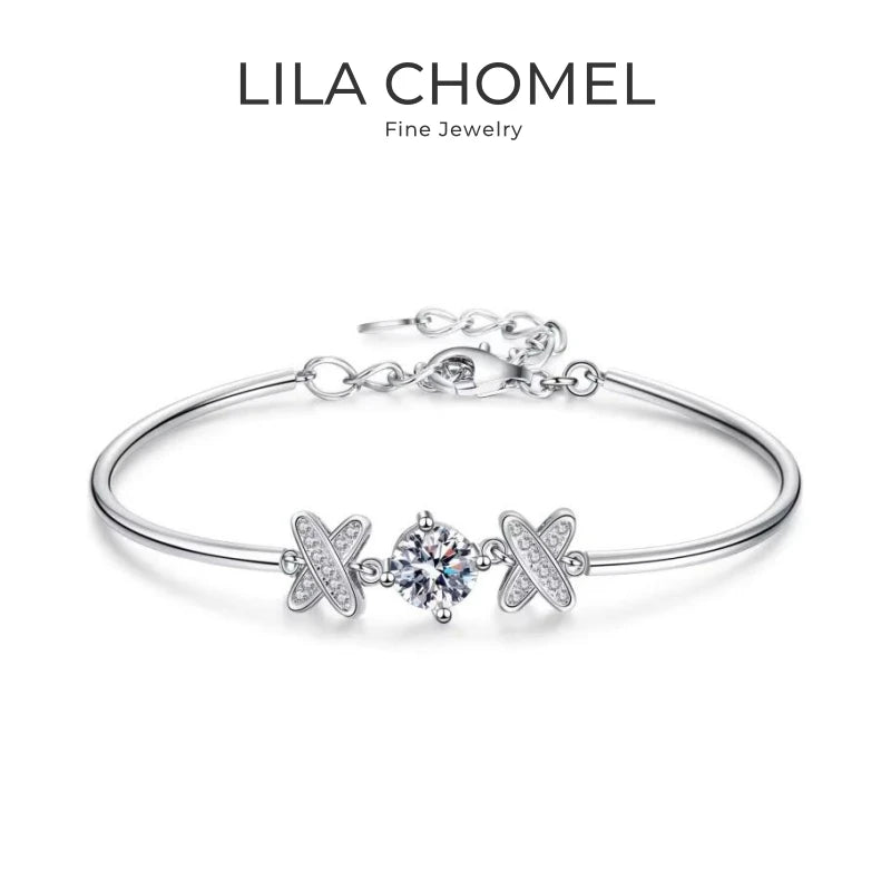 Pulseiras de ouro branco 18K para filha, presente de aniversário para meninas, diamante moissanita 1CT, joia fina de platina PT950 para dia dos namorados