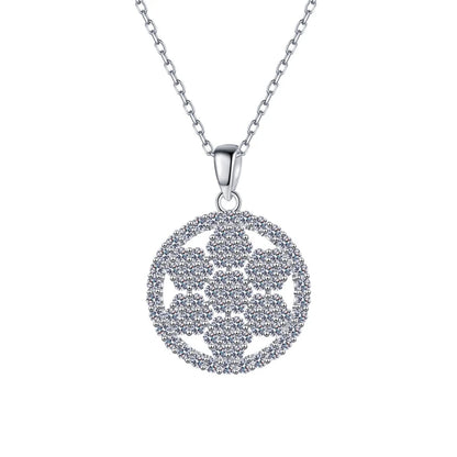 Women Valentine's Day 18K White Gold Wedding Necklaces 1CT Moissanite Diamond Flower Pendant PT950 Platinum Girl Birthday Gift