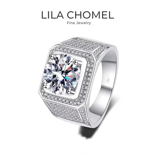 Engagement Men 18K White Gold Wedding Band 2/5CT Moissanite Diamond Boyfriend Birthday Gift PT950 Platinum Valentine's Day Rings