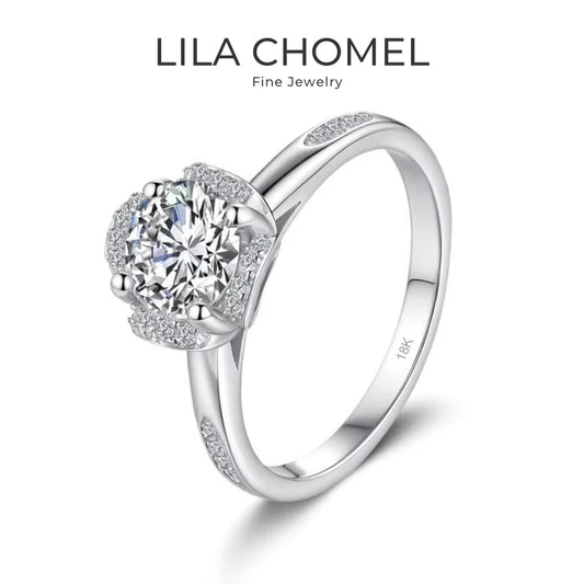 Girl Engagement 18K White Gold Wedding Band 1CT VVS 1 D Color Moissanite Diamond Women PT950 Platinum Birthday Gift Fine Jewelry