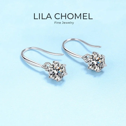 Girl Birthday Gift 18K White Gold Women Wedding Jewelry 1/2CT Moissanite Diamond Valentine's Day PT950 Platinum Drop Earrings
