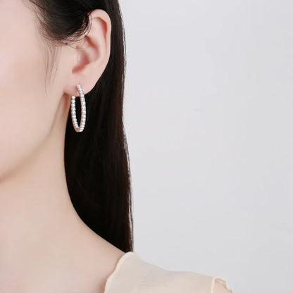 Office Lady PT950 Platinum Birthday Gift 2.88CT Moissanite Diamond Women Valentine's Day Hoop Earrings Girl Wedding Fine Jewelry