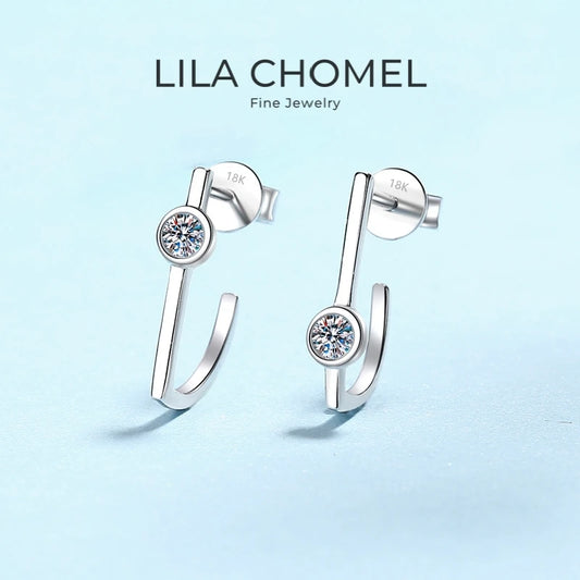 Girl Birthday Gift 18K White Gold Wedding Fine Jewelry Earplug Stud Earrings Women 0.2CT Moissanite Diamond Girl Valentine's Day