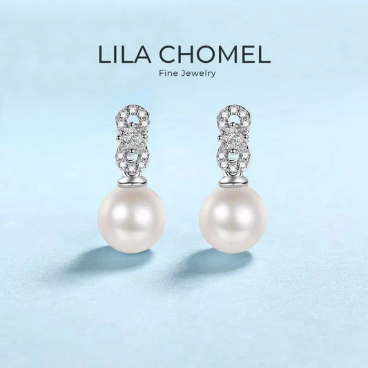 Engagement 18K White Gold Earplug Stud Earrings Women Wedding 0.28CT Moissanite Diamond 9mm Pearl PT950 Platinum Fine Jewelry
