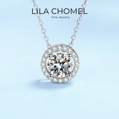 Women Engagement 18K White Gold Wedding Necklaces 0.5/1/2CT Moissanite Diamond Birthday Gift PT950 Platinum Girl Valentine's Day