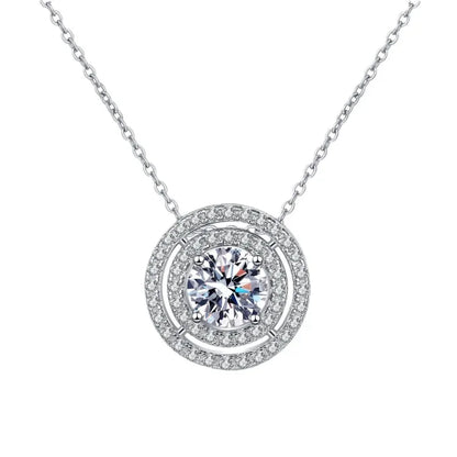 Colares de ouro branco 18K brilhantes para mulheres, presente de aniversário, pingente de diamante moissanite 0,5/1/2 ct, joias finas para namorada e casamento