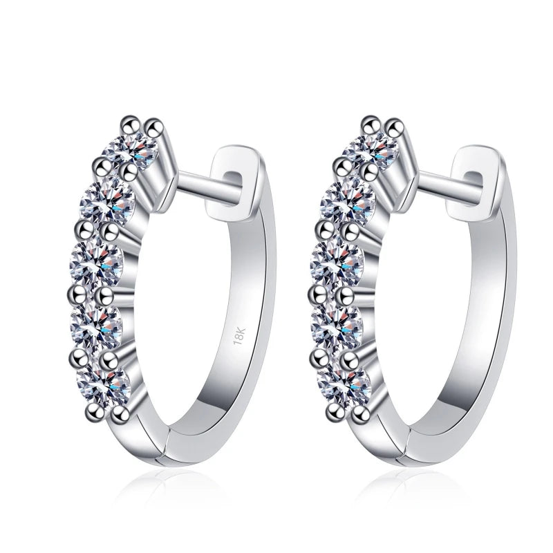 Engagement 18K White Gold Hoop Earrings for Women Wedding Party 1ct Moissanite Diamond Girlfriend Birthday Gift Daughter Jewelry