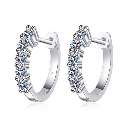 Engagement 18K White Gold Hoop Earrings for Women Wedding Party 1ct Moissanite Diamond Girlfriend Birthday Gift Daughter Jewelry