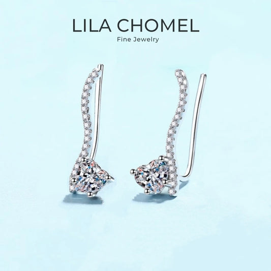Girlfriend Birthday Gift 18K White Gold Women Wedding Stud Earrings 1CT Moissanite Diamond PT950 Platinum Lady Valentine's Day