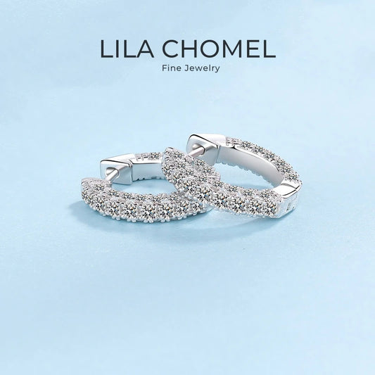 Valentine's Day Women PT950 Platinum Wedding Fine Jewelry Lady Hoop Earrings 1.92CT Moissanite Diamond Girlfriend Birthday Gift