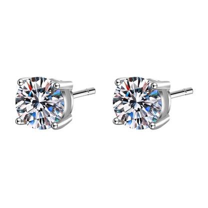 Luxury Platinum PT950 Jewelry 0.6/1/2CT Moissanite D Color Brilliant Round Cut Lab Diamond Stud Earrings for Women Wedding Party