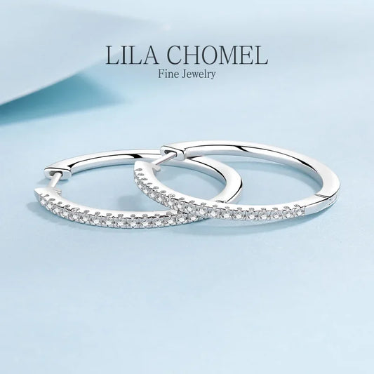 Fine Jewelry PT950 Platinum Full Moissanite Hoop Earrings Women Sparkling 0.54 Carat Diamond daily style to family Gift Classic