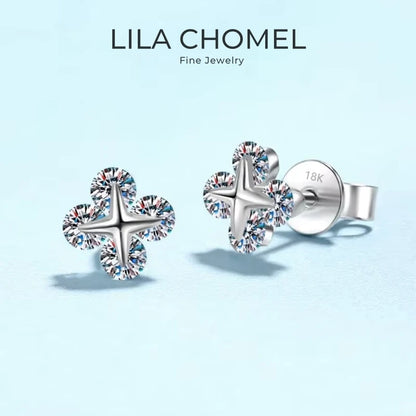 Lady Valentine's Day 18K White Gold Women Wedding Stud Earrings 0.8CT Moissanite Diamond PT950 Platinum Girl Birthday Gift Party