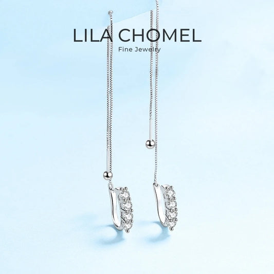 Valentine's Day Girl 18K White Gold Screw Drop Earrings Wedding Women 0.8CT Moissanite Diamond Birthday Gift Wife Fine Jewelry