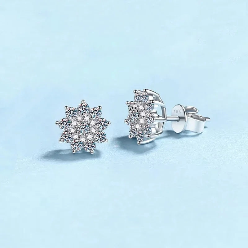 Women Valentine's Day 18K White Gold Wedding Stud Earrings 0.708CT Moissanite Diamond PT950 Platinum Girlfriend Birthday Gift