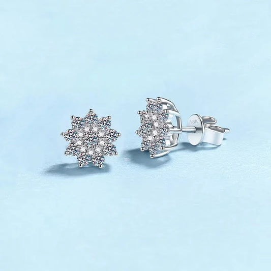 Women Valentine's Day 18K White Gold Wedding Stud Earrings 0.708CT Moissanite Diamond PT950 Platinum Girlfriend Birthday Gift