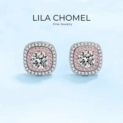 Girlfriend Birthday Gift 18K White Gold Stud Earrings 0.5CT Moissanite Diamond Women Valentine's Day PT950 Platinum Fine Jewelry