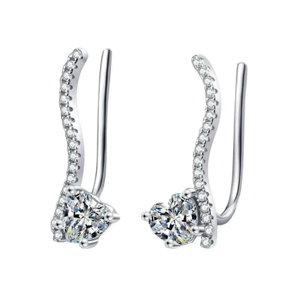Girlfriend Birthday Gift 18K White Gold Women Wedding Stud Earrings 1CT Moissanite Diamond PT950 Platinum Lady Valentine's Day