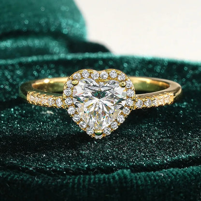 Girlfriend Valentine's Day 18K Gold Birthday Gift Rings 1CT Moissanite Diamond Women Engagement Lover Wedding Band Fine Jewelry