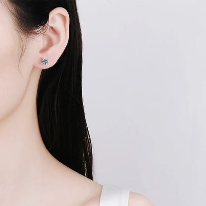 Girlfriend Birthday Gift White Gold 18K Earplug Stud Earrings D Color VVS 0.5/1CT Moissanite Diamond Women Wedding Fine Jewelry