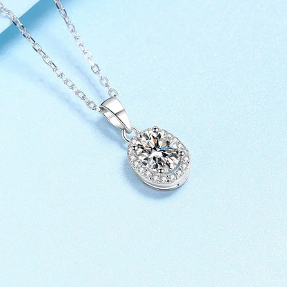 Daughter Birthday Gift PT950 Platinum Oval Fine Jewelry Necklaces Women Engagement Moissanite Diamond 1CT Girl Wedding Party