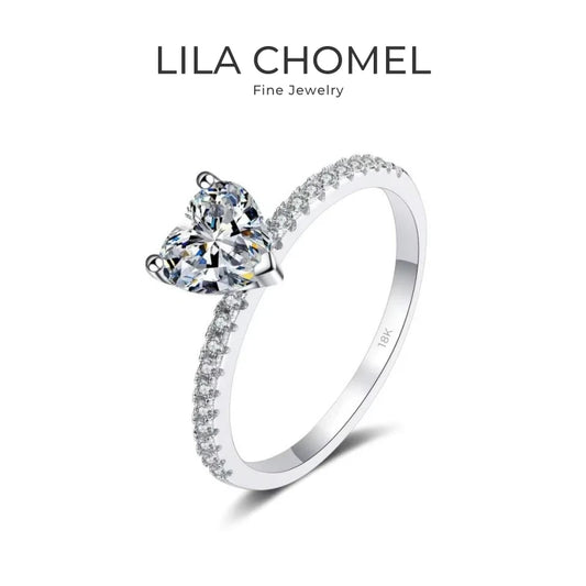 Engagement Women 18K White Gold Wedding Band 1/2CT Heart Moissanite Diamond Girlfriend Valentine's Day PT950 Platinum Lady Rings