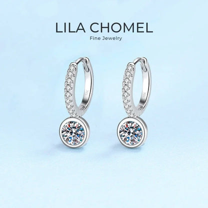Office Lady Birthday Gift 18K White Gold Girl Drop Earrings 0.5/1CT Moissanite Diamond Women PT950 Platinum Wedding Fine Jewelry