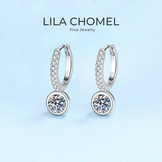 Office Lady Birthday Gift 18K White Gold Girl Drop Earrings 0.5/1CT Moissanite Diamond Women PT950 Platinum Wedding Fine Jewelry