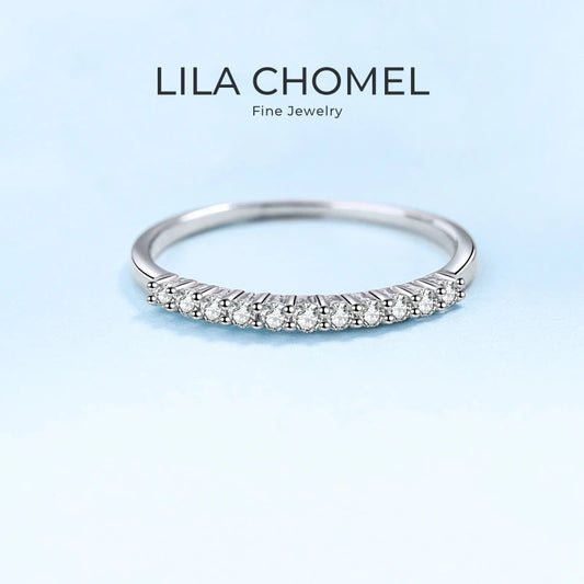 Lady Fine Jewelry Daughter 18K White Gold Rings Women Wedding Band 0.16CT Moissanite Diamond Valentine's Day Girl Birthday Gift