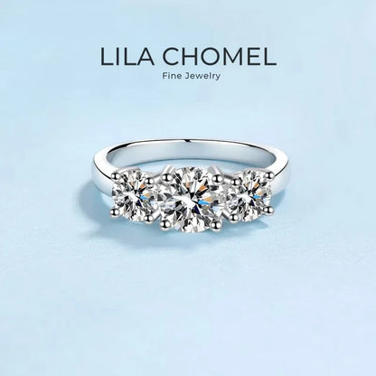 Girl Birthday Gift 18K White Gold Wedding Band 2CT VVS D Color Three Moissanite Diamonds Women Fine Jewelry Engagement Rings