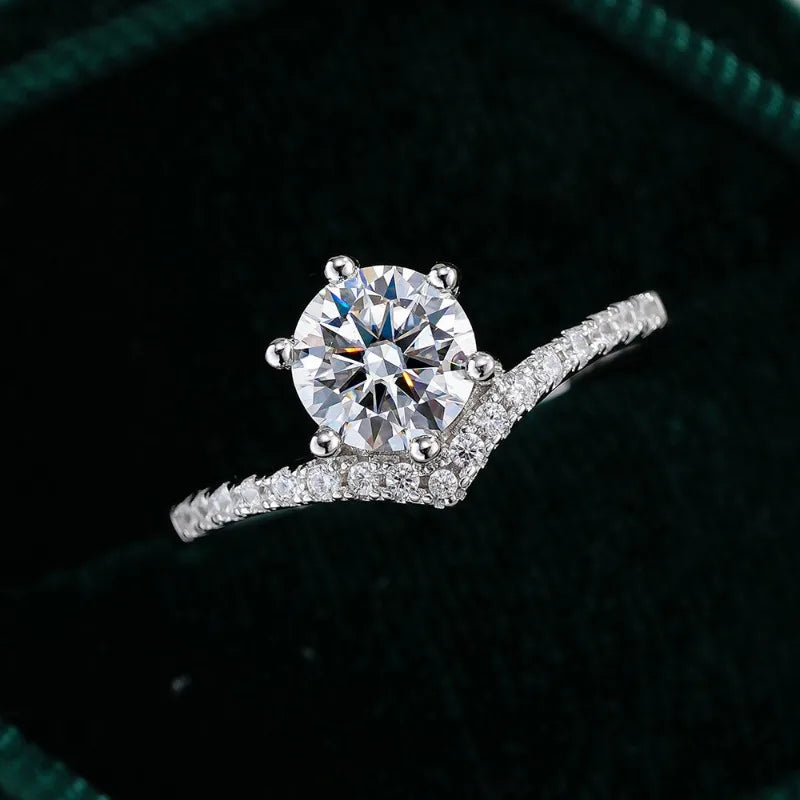 Women Valentine's Day 18K White Gold Birthday Gift Rings 1CT Moissanite Diamond Girl Wedding Band PT950 Platinum Fine Jewelry