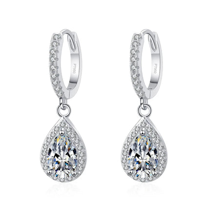 Women Valentine's PT950 Platinum Drop Earrings Wedding Jewelry 1/2CT Moissanite Diamond Girl Birthday Daughter Adult's Day Gift