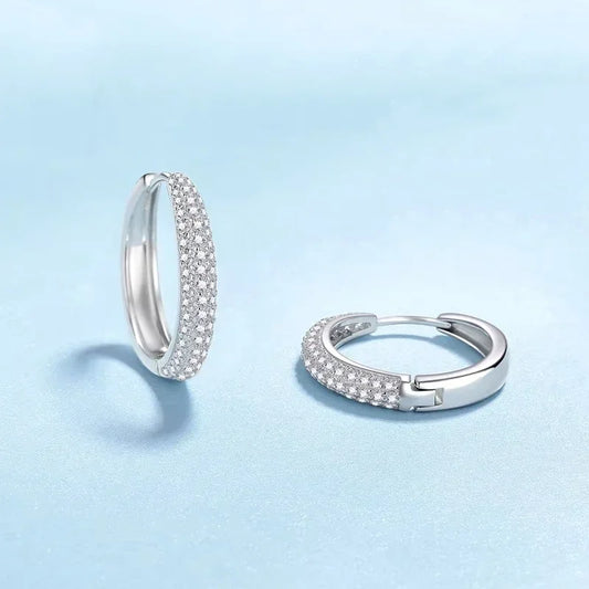 Women Engagement 18K White Gold Hoop Earrings Wedding 0.8CT Moissanite Diamond PT950 Platinum Birthday Gift Girl Valentine's Day