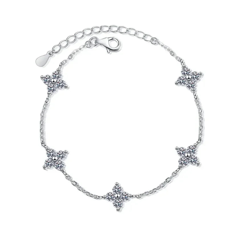 Pulseiras femininas de ouro branco 18K para noivado, casamento, 2 quilates, moissanita, diamante, menina, PT950, platina, presente de aniversário para filha, joias finas